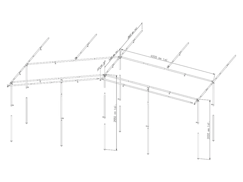 Prezzo Conveniente Piper struttura veranda 350 acciaio 25 mm misura 15 - 20