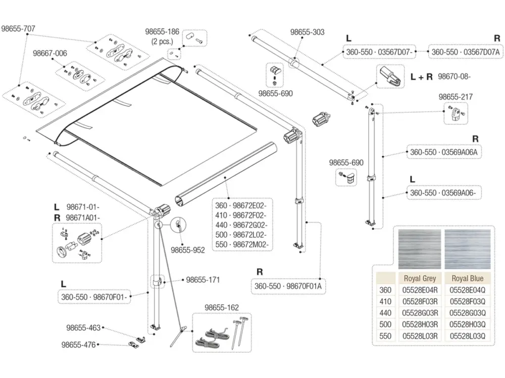 Esclusivo Fiamma kit terminale braccio CS ZIP XL