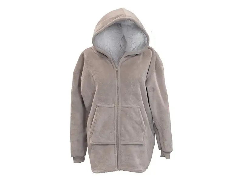 Scelto Dai Clienti Unique Living Ruby pile oversize con zip e cappuccio - Chateau Grey