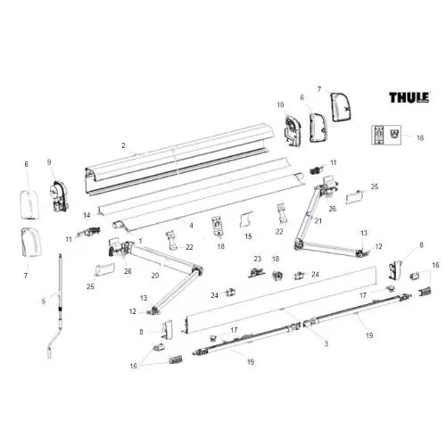 ASSIEME MECCANISMO DESTRO PER TENDALINO THULE 4200 ANODIZZATO Novità