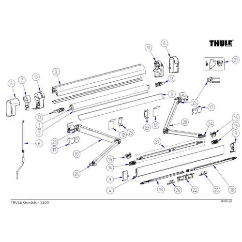 COPPIA GUSCI DX+SX PER TENDALINO THULE 5200 ANODIZZATA Prezzo Basso