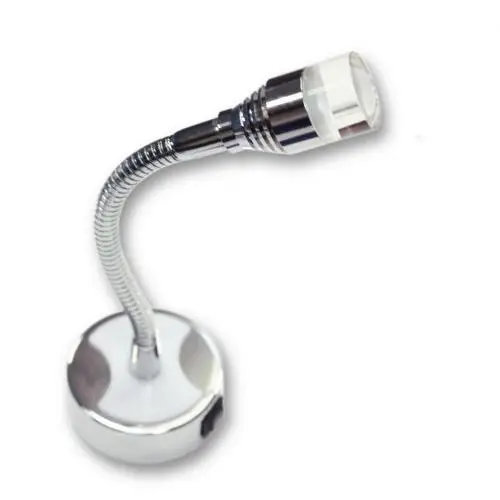 Spedito Oggi FARETTO 12V FLESSIBILE LED CROMO TESTA ACRILICO 1W CON PRESA USB