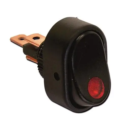 INTERRUTTORE LUMINOSO OVALE ROSSO 12V 16MM Ultime Pezzi