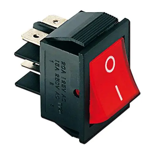 INTERRUTTORE LUMINOSO RETTANGOLARE ROSSO 220V 28X22.5MM Esclusivo