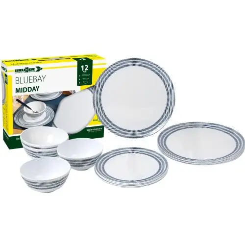 Affare KIT PIATTI E ACCESSORI IN MELAMINA 4 PERSONE 12PZ BLUEBAY MIDDAY 0830148N.C6T