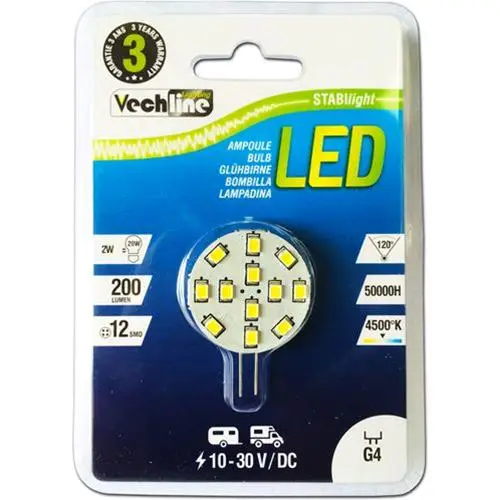 Subito Disponibile LAMPADA LED G4 200LUM 2,0W 10-30V ATTACCO LATERALE