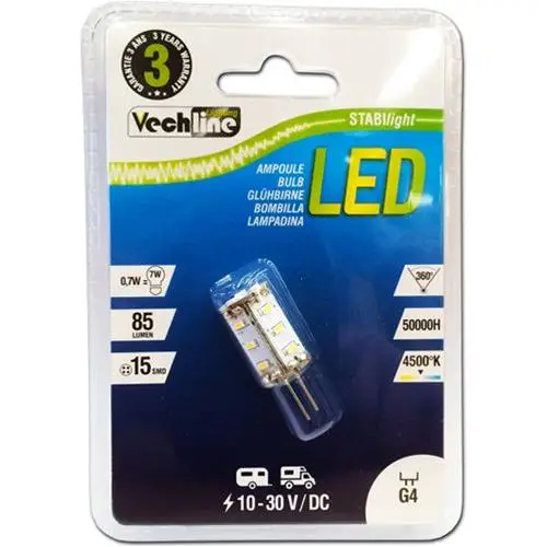 Spedizione Espresso LAMPADA LED G4 85LUM 0,75W 10-30V BIANCO NEUTRO