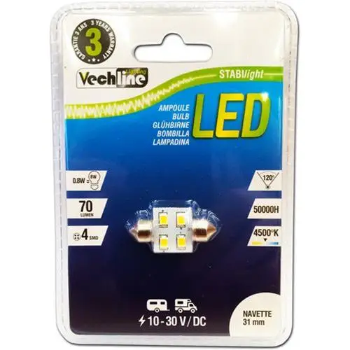 LAMPADA LED TIPO SILURO 9X31MM 0.6W 10-30V Promo Stagionale