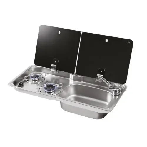 Affare LAVELLO INOX CON PIANO DI COTTURA A GAS CON 2 FUOCHI FL1765 VASCA DX