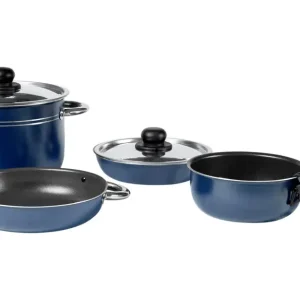 Set di pentole in alluminio Berger impilabili 8 pezzi blu Di Tendenza