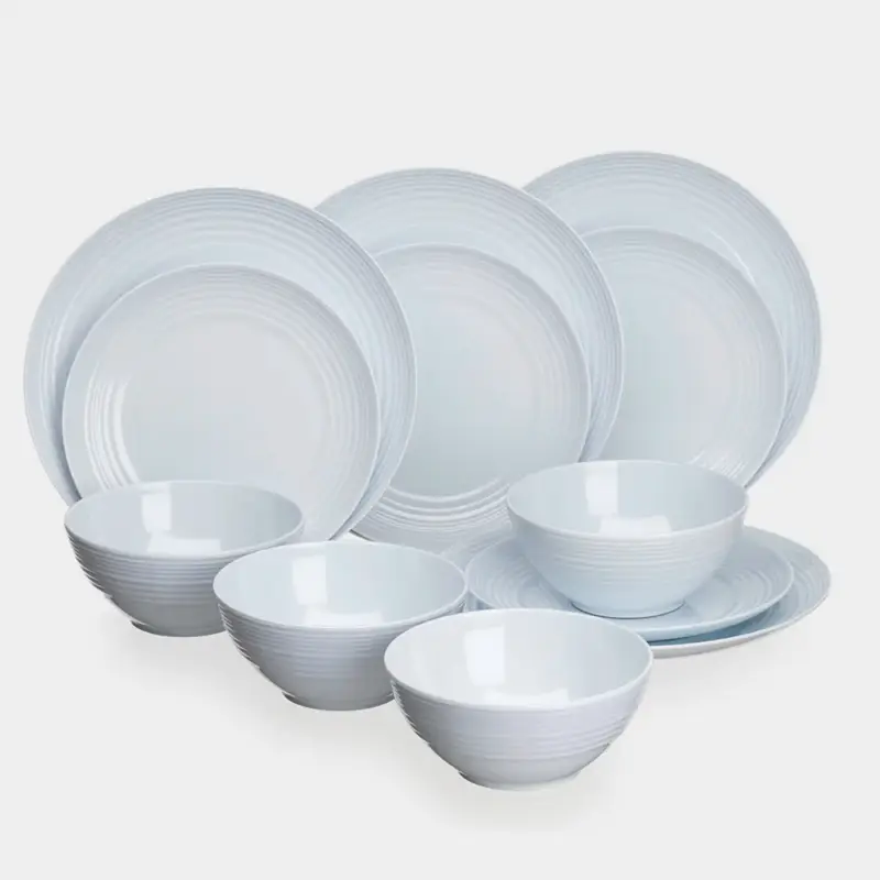 Must-Have Set di stoviglie in melamina Flamefield antiscivolo 12 pezzi