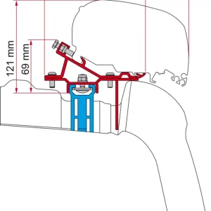 Reso Gratuito Adattatore per tendalini Fiamma VW Crafter/MAN dal 2017 Montaggio su tetto a binario