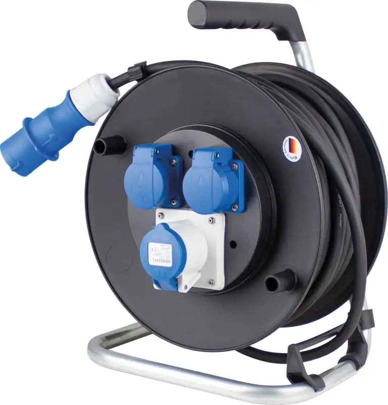 Avvolgicavo CEE As Schwabe Profi spina CEE a presa CEE e presa di contatto di protezione 25 m / 2,5 mm² Ultime Pezzi
