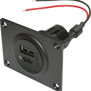 Saldi Doppia presa USB-C/A ProCar a doppia presa EV 12-24V con piastra di montaggio piatta