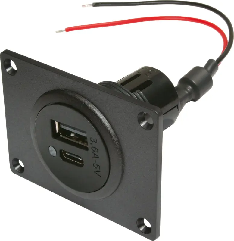 Saldi Doppia presa USB-C/A ProCar a doppia presa EV 12-24V con piastra di montaggio piatta