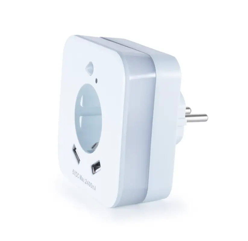 Offerta Limitata Luce notturna a LED InnTec SLED02W con sensore di movimento, presa di corrente e prese USB