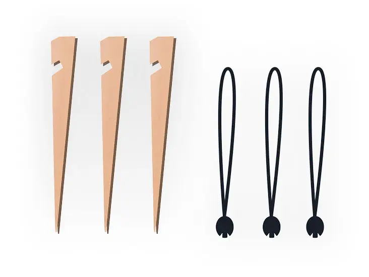 Economico Picchetti di legno con elastico di tensione 3 pezzi