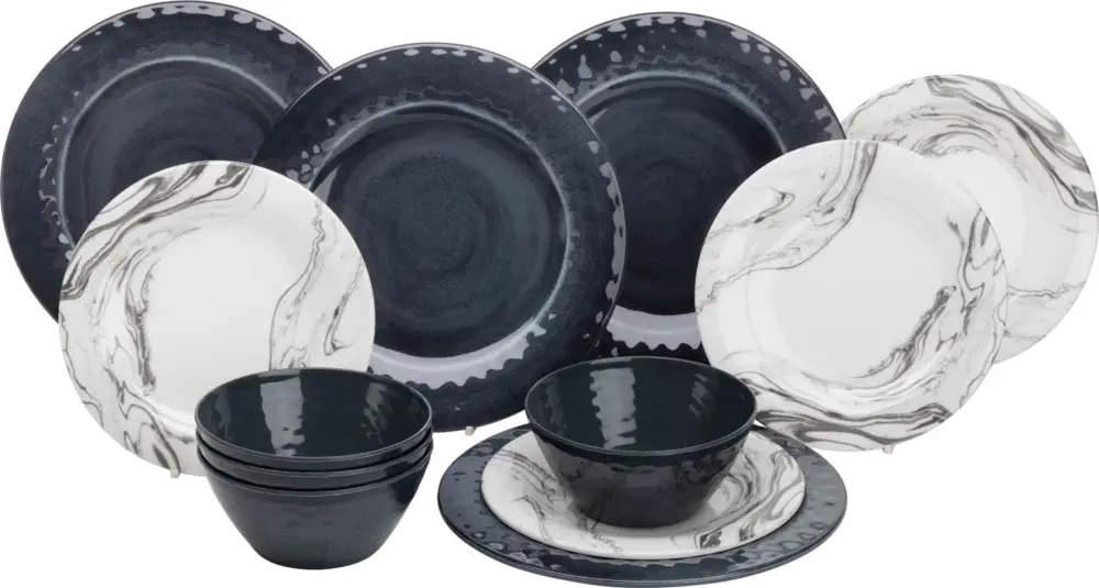 Non Perdere Set di stoviglie in melamina Marble 12 pezzi