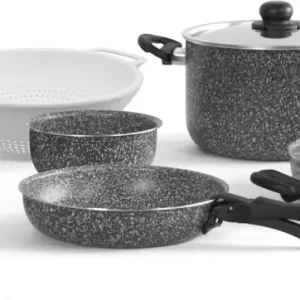 Set di pentole Berger Stone Rock con rivestimento antiaderente effetto granito 10 pezzi Reso Gratuito