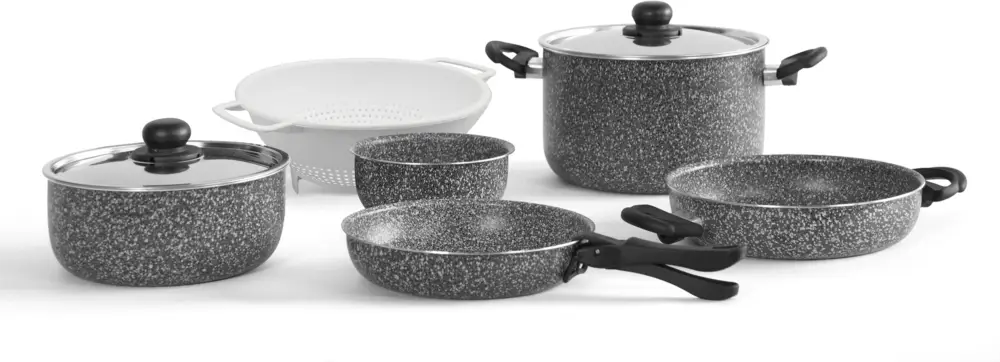 Set di pentole Berger Stone Rock con rivestimento antiaderente effetto granito 10 pezzi Reso Gratuito