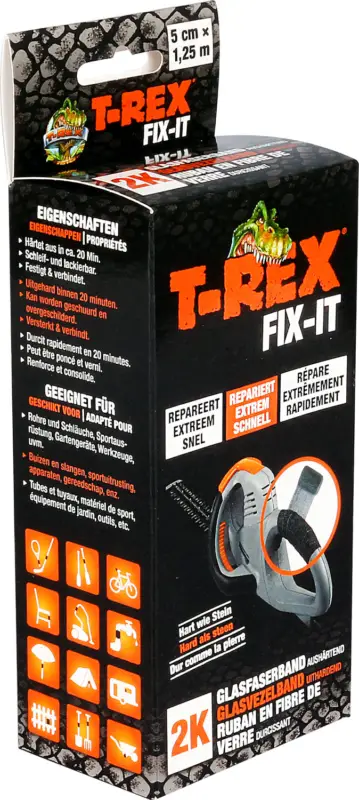 Nuovo Arrivo Set riparazioni T-Rex Fix-It con nastro in fibra di vetro 1,25 m x 50 mm