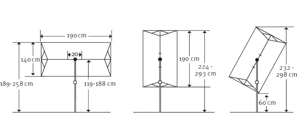 Ombrellone girevole/pieghevole Schneider Schirme Novara 190 x 140 cm Prezzo Di Fabbrica