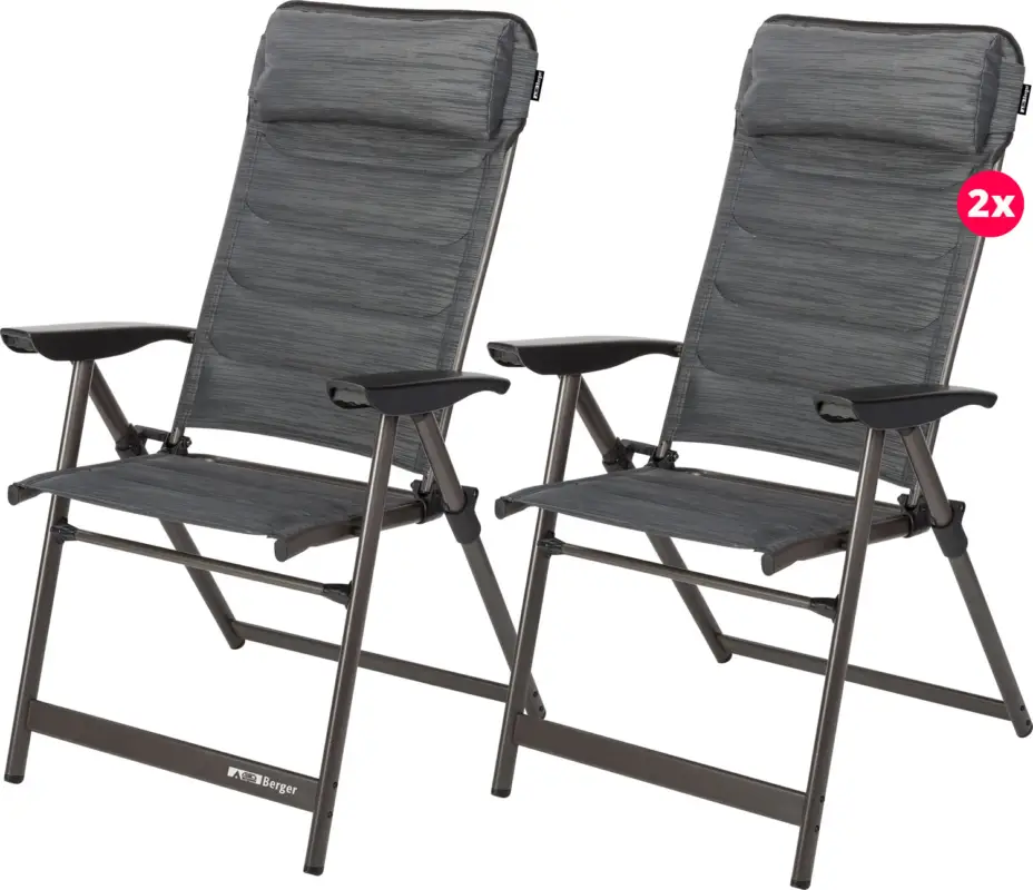 Nuova Collezione Set sedie pieghevoli Berger Slimline 2 pezzi antracite