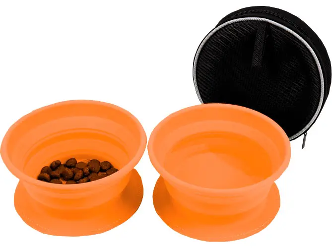 Ciotole pieghevoli per cani Disc-O-Bed Dog-Bowl in silicone 2 pezzi Reso Gratuito