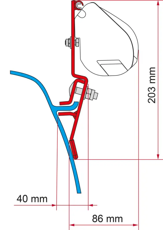 Addatatore per tendalini Fiamma F35 per il montaggio a tetto del tendalino per VW T3 Occasione