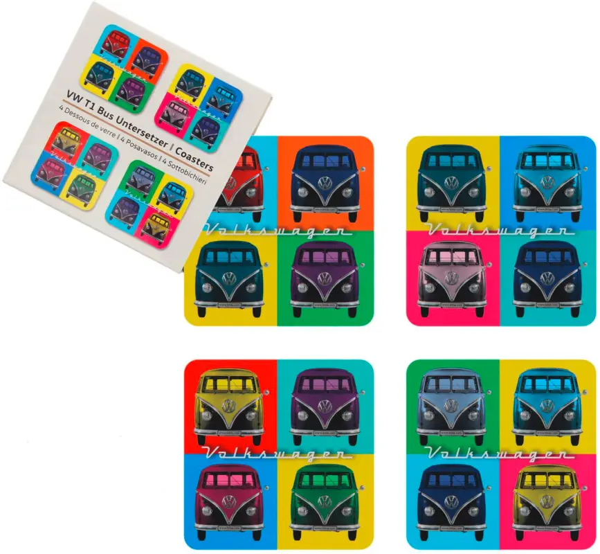 Nuovo Arrivo Set di sottobicchieri VW Collection T1 Bus 4 pezzi