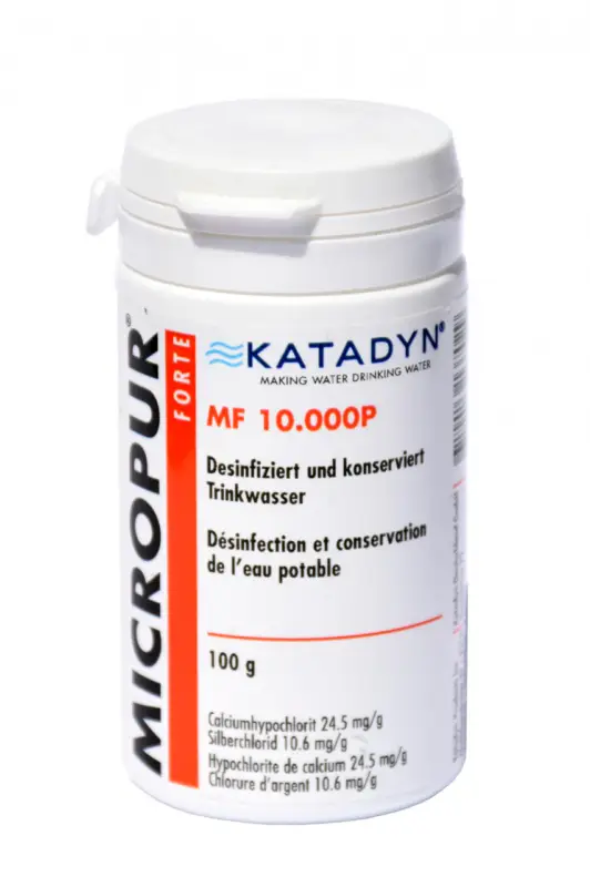 Polvere per la disinfezione dell'acqua potabile Katadyn Micropur Forte MF 10000P 100 g Offerta Limitata