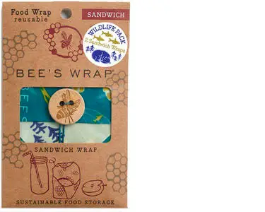 Consegna Rapida Panno in cera d'api Bees Wrap per panini confezione da 2 pezzi Wildlife Limited