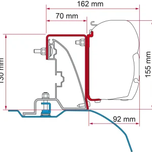 Ultimissimo Modello Adattatore per tendalini Fiamma Fiat Ducato H2 Roof Rail - Alu-line Style per Fiamma F45
