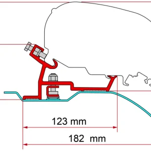 Adattatore per tendalino Fiamma Fiat Ducato / Citroën Jumper / Peugeot Boxer - H2 L2/L3 dal 2006per Fiamma F80 / F65 nero Quantità Limitata