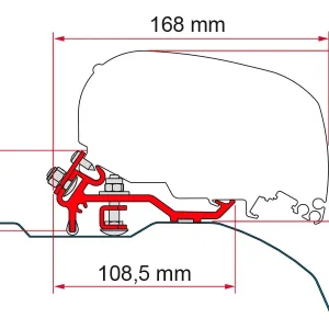 Saldi Adattatore per tendalino Fiamma Fiat Ducato / Citroën Jumper / Peugeot Boxer profilo basso L2 - L3 - dal 2006 per Fiamma F80 / F65 nero
