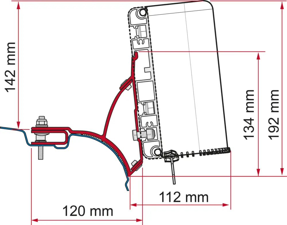 Adattatore per tendalini Fiamma Kit VW T5 / T6 Transporter / Multivan per Fiamma Compass Prezzo Conveniente