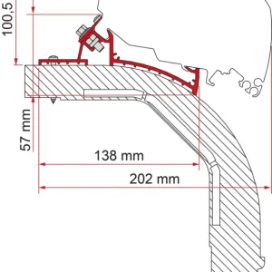 Professionale Adattatore per tendalino Fiamma Arca Mobilvetta K-Yacht per Fiamma F60 / F65