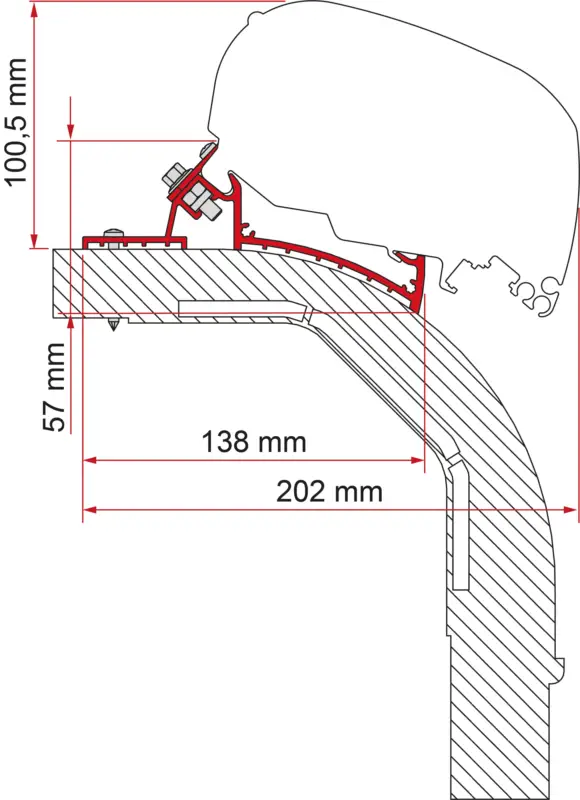 Professionale Adattatore per tendalino Fiamma Arca Mobilvetta K-Yacht per Fiamma F60 / F65