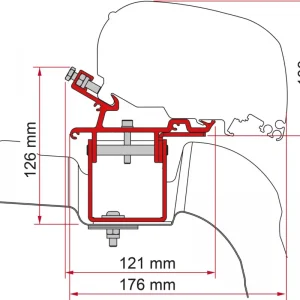 Adattatore per tendalini Fiamma Kit VW Crafter H3 / L3 RHD per Fiamma F80 / F65 guida a destra Professionale