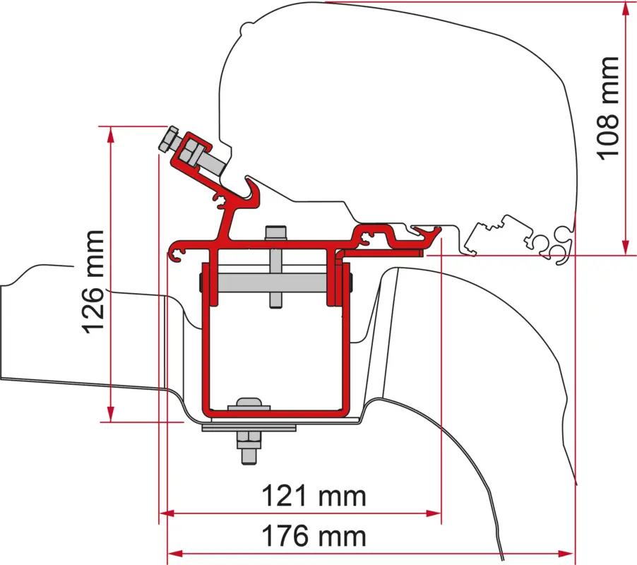 Adattatore per tendalini Fiamma Kit VW Crafter H3 / L3 RHD per Fiamma F80 / F65 guida a destra Professionale