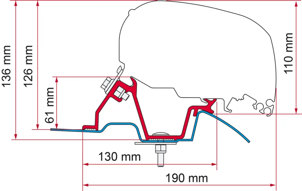 Staffa adattatore Fiamma F65 Eagle 400 per MB Sprinter H2 / VW Crafter Promo Stagionale