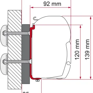 Ultimissimo Modello Staffa adattatore per tendalini Fiamma F45 - F70 per Dethleffs Globebus