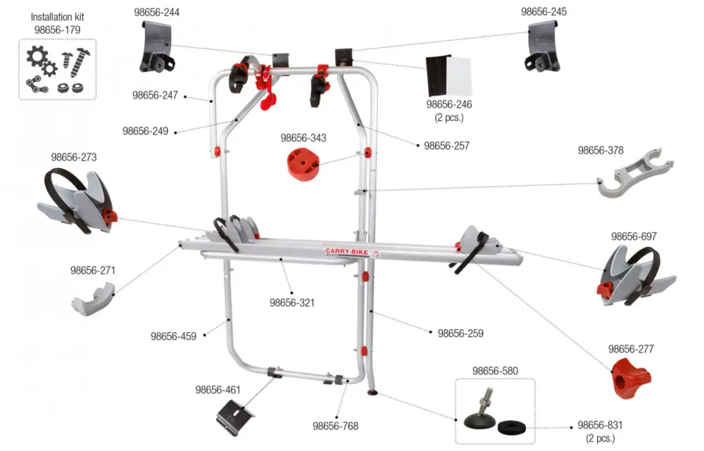 Affare Kit di montaggio Fiamma per Carry Bike VW T5 D Fiamma codice articolo 98656-179