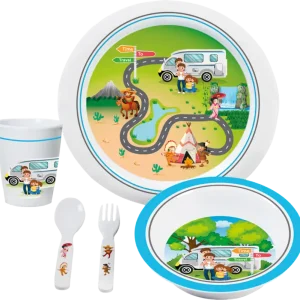 Set di stoviglie in melamina per bambini Brunner Time To Travel 3+ 5 pezzi Pagamento Sicuro