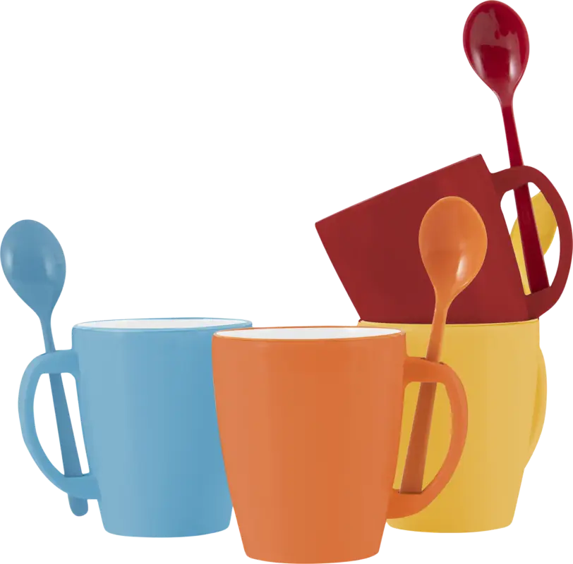 Set di tazze con cucchiaio Gimex Rainbow 4 pezzi Nuovo Arrivo