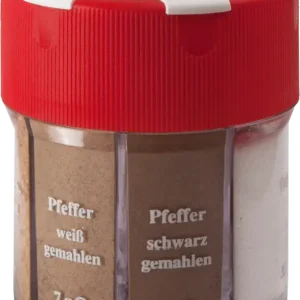 Contenitore per spezie BasicNature 6 in 1 con sale, pepe bianco, pepe nero, paprika, curry e aglio Subito Disponibile
