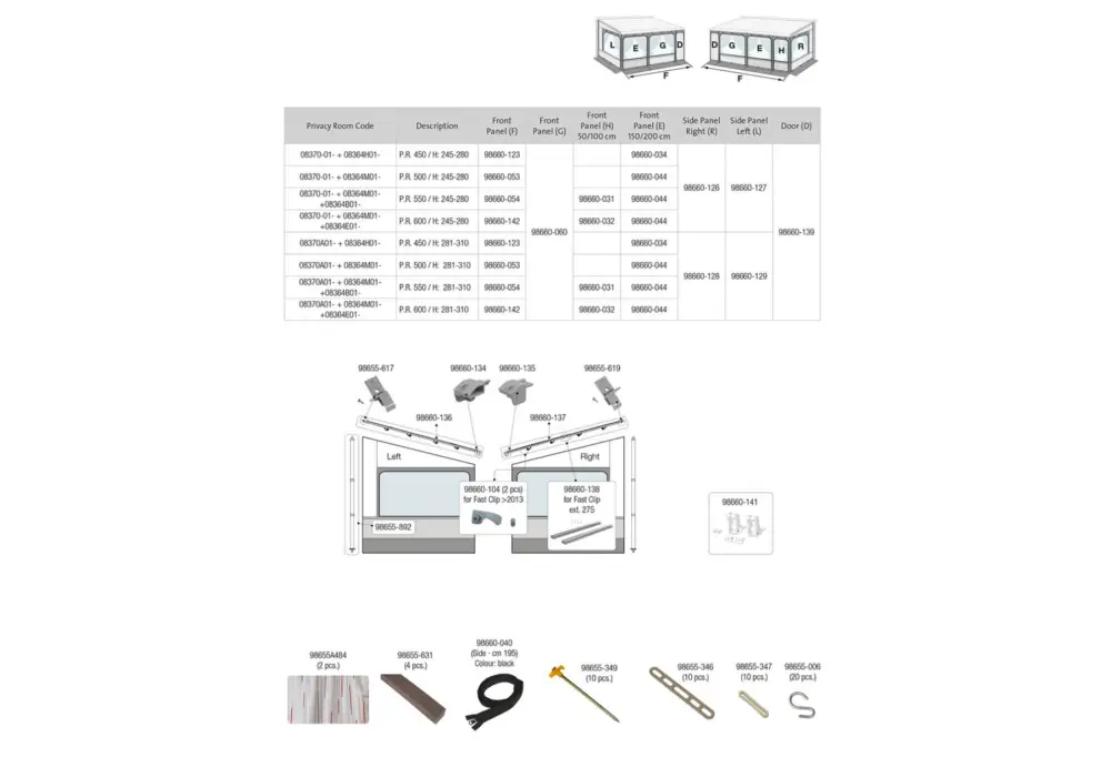 A Buon Prezzo Fiamma parete frontale 200 cm per Privacy Room F45 500/550 Large H: 251-280 / F80L 500-600 H: 245-310 Fiamma ricambio numero 98660-044