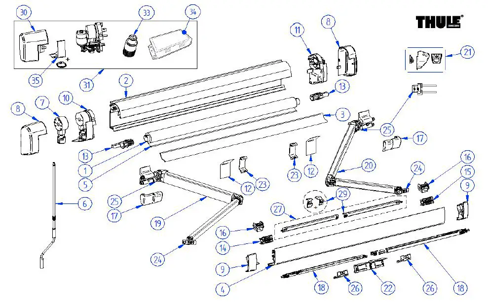 Affare Custodia Thule per tenda da sole Omnistor 5200 4,5 metri - colore bianco Numero di ricambio Thule 1500602998