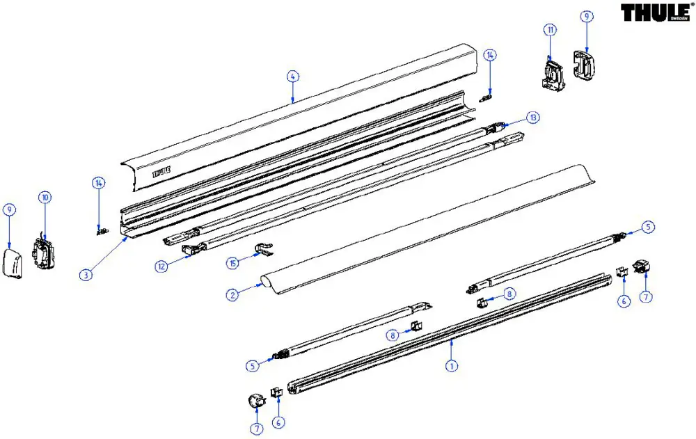 Vendita Finale Rullo Thule / rotolo di tessuto per tenda da sole Omnistor 3200 2,3 metri - Ricambio Thule 1500603490
