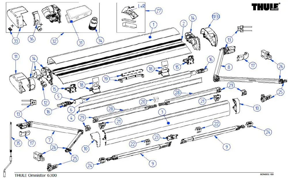 Alloggiamento del pannello posteriore Thule per la tenda da sole Omnistor 6300 da 4,25 metri - Numero di ricambio Thule 1500603285 Miglior Prezzo